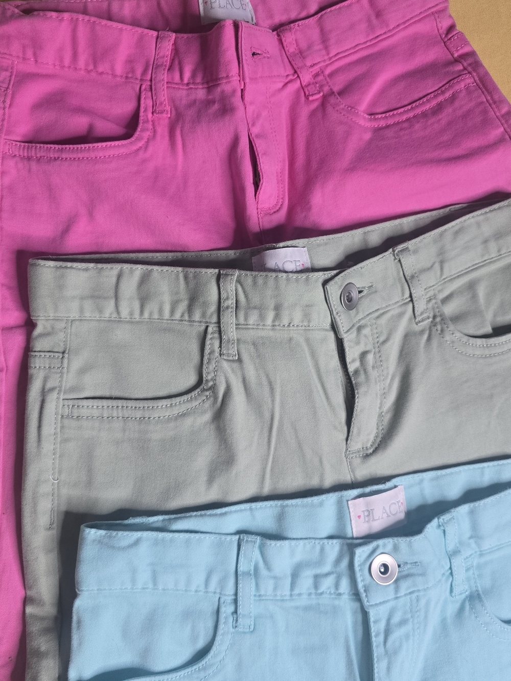 The Childrens Place Girls' Pink, Sage & Light Blue Jeans - Set of 3
